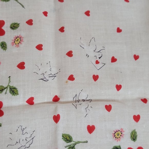 Vintage Handkerchief Lot of 3 Holiday Christmas Valentines Day Poinsettia Hearts - Picture 7 of 10